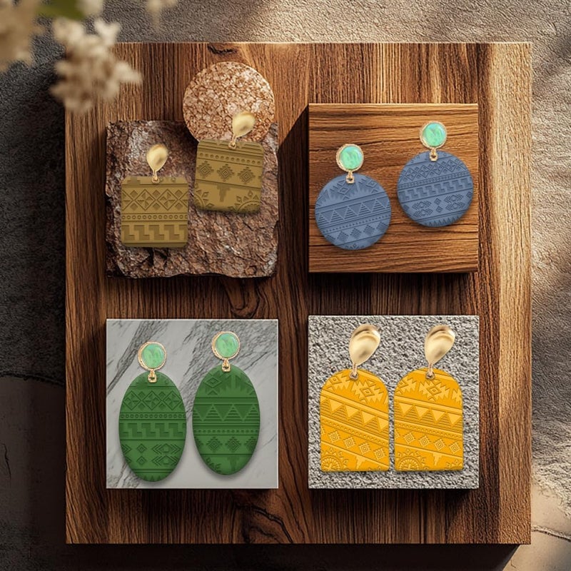 beinkmake Aztec Polymer Clay Texture Sheet Silicone Texture Stamp Sheets Flower Clear Texture Mat Modeling Pattern Pad Reusable for Scrapbooking Polymer Clay Pottery Earrings Jewelry Making - Image 4
